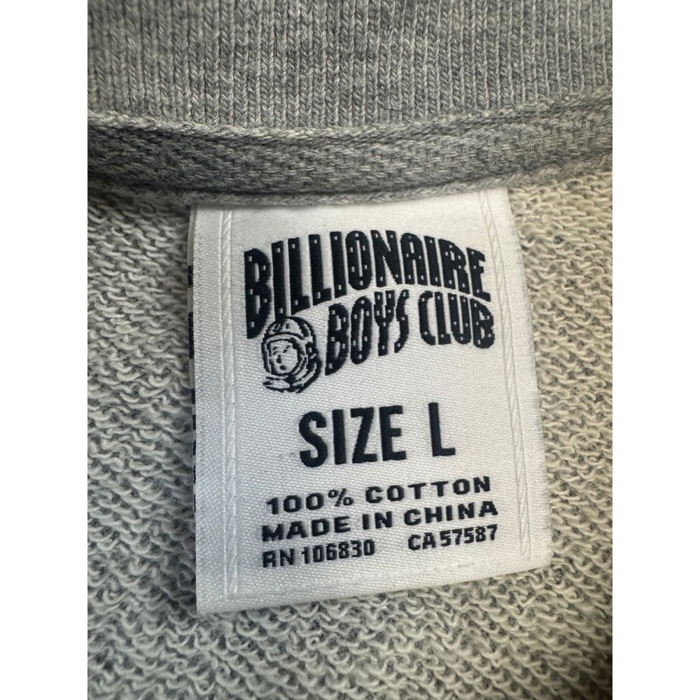 Billionaire Boys Club BBC Arch Logo Sweatshirt Gray Mens Large Side Pockets - Picture 3 of 8